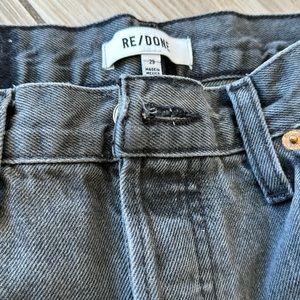 Faded black re/done stove pipe high waisted straight leg 29 rigid denim